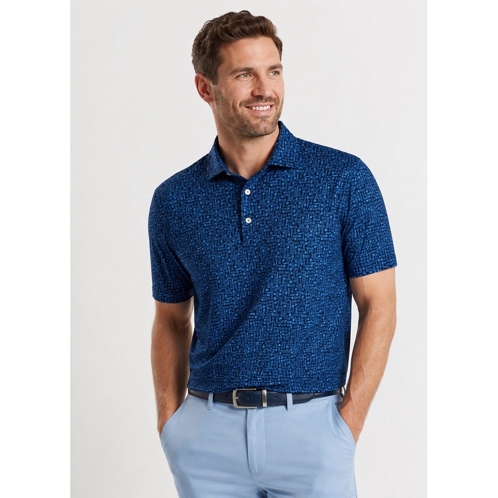 Peter Millar Summer Comfort Blue Performance Polo Shirt Medium